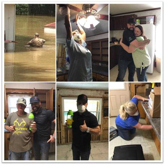 NuVinAir® CEO Kyle Bailey helping victims of Hurricane Harvey last year in Houston. #NuHopeChallenge